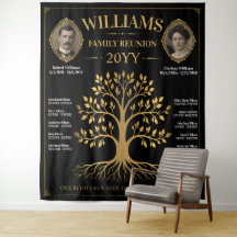 Estandarte de árbol genealógico vintage personaliz