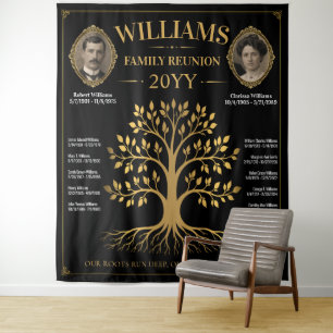 Tapiz Estandarte de árbol genealógico vintage personaliz