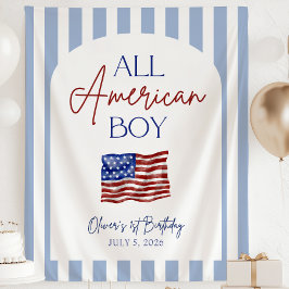 Tapiz Estandarte de cumpleaños de niño totalmente americ