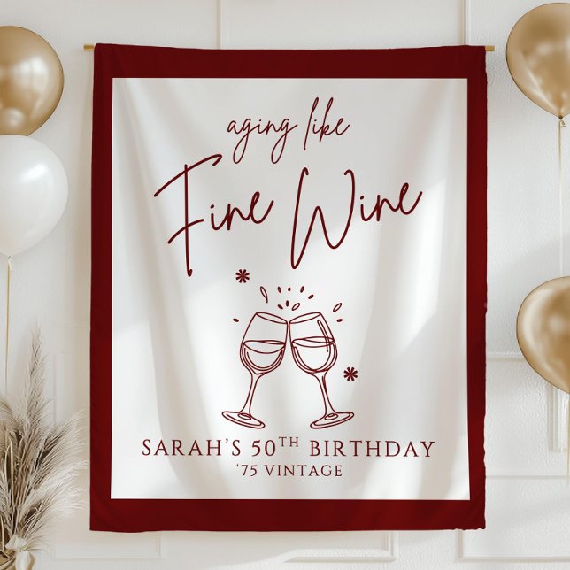 Tapiz Estandarte de cumpleaños de vino fino, Par (Subido por el creador)