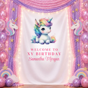 Tapiz Estandarte de día mágico de unicornio brillante y