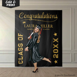 Tapiz Estandarte de Foto de Graduación Personalizado, Pr