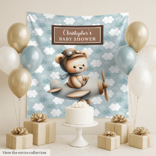 Tapiz Estandarte de foto para baby shower de piloto con 