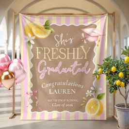 Tapiz Estandarte de graduación a rayas de limones recién