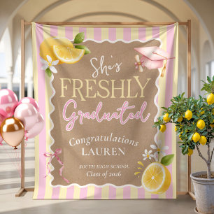 Tapiz Estandarte de graduación a rayas de limones recién