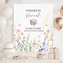 Estandarte de graduación con tema de jardín person