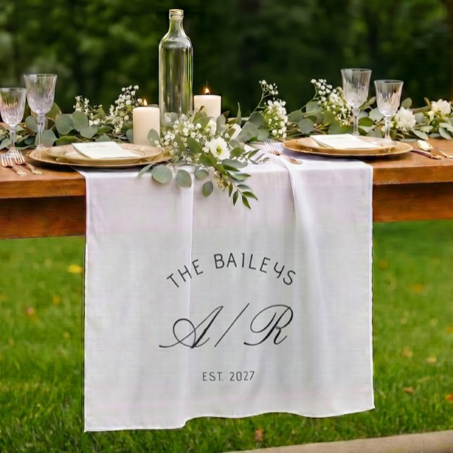 Tapiz Estandarte de mesa de boda personalizado con monog (Subido por el creador)