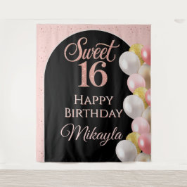Tapiz Estandarte personalizado de cumpleaños Sweet 16