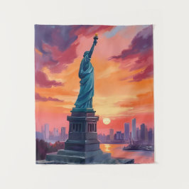 Tapiz Estatua de la Libertad Silueta de la ciudad de Nue
