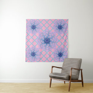 Tapiz Estética de Patrón Floral Morado Azul Pastel Sin C