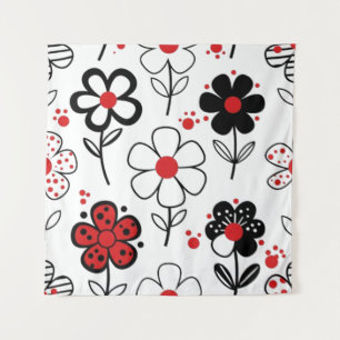Tapiz Estilo de flor negro gráfico