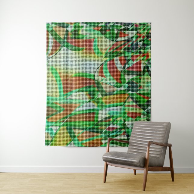 Tapiz Estilo de las cestas sobre cintas curvadas verdes (In situ)