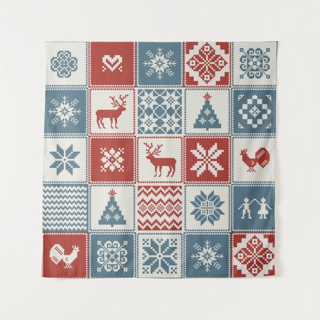Tapiz Estilo de mosaico: Navidades Patrón Ornamental (Anverso)