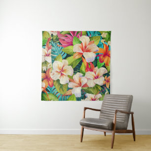 Tapiz Estilo de pintura al óleo floral tropical