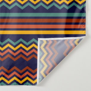 Tapiz Estilo Retro de los 70 Navy y Mostaza Boho Chevron