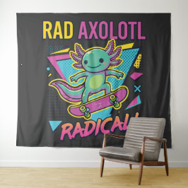 Tapiz Estilo vintage de los 90 Axolotl Skateboard Rad ne