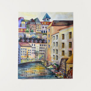 Tapiz Estocolmo Gamla Stan - Watercolor de la Ciudad Vie