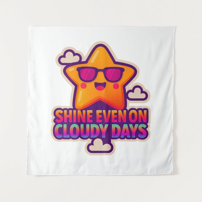 Tapiz Estrella Neon Kawaii - "Brilla incluso en días nub (Anverso)