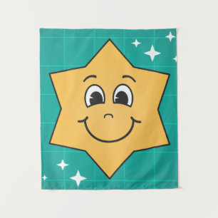Tapiz Estrella sonriente amarilla azul diseño infantil n