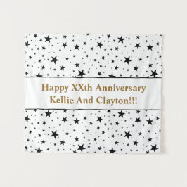 Tapiz Estrellas blancas/negras personalizados con aniver