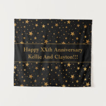 Estrellas de oro/negro personalizado con aniversar