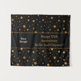 Tapiz Estrellas de oro personalizado con aniversario de 