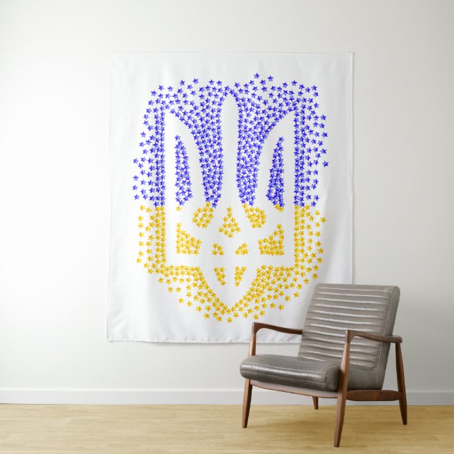 Tapiz Estrellas de tridente de heraldry de Ucrania (In situ)