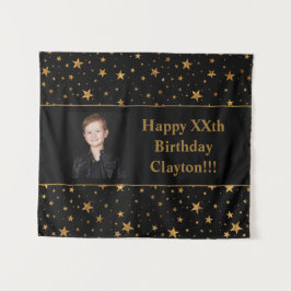 Tapiz Estrellas Doradas Con Mensaje Foto Sobre Cumpleaño