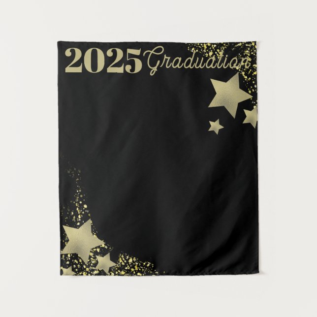 Tapiz Estrellas doradas  Fondo de graduación (Anverso)