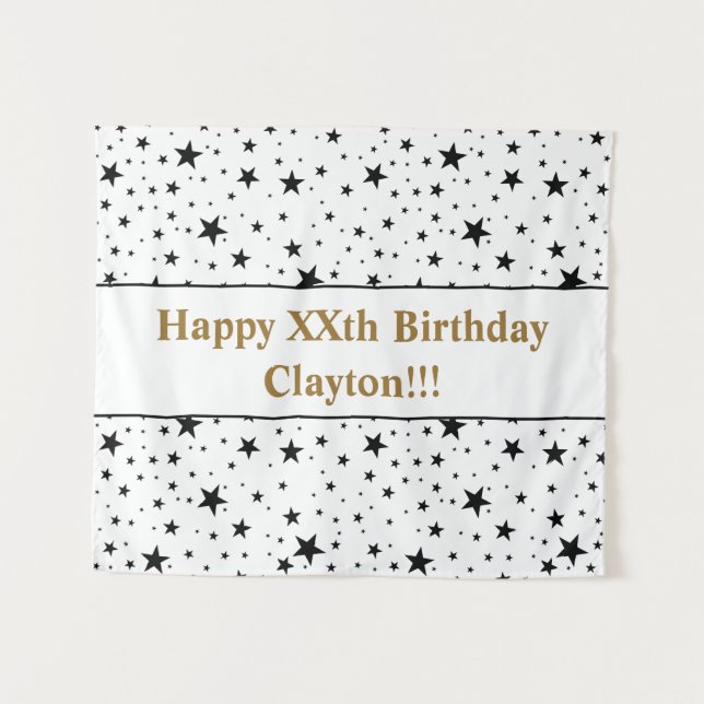 Tapiz Estrellas Negras Cumpleaños Con Mensaje (Anverso (horizontal))