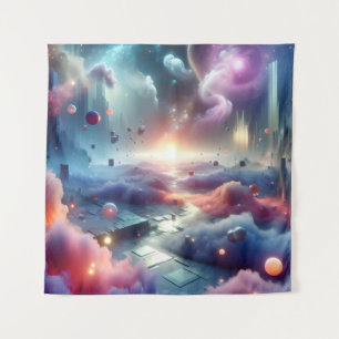 Tapiz Ethereal Dreamscape con objetos flotantes