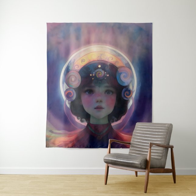 Tapiz Ethereal Fantasy Celestial Child Dream Guardian (In situ)
