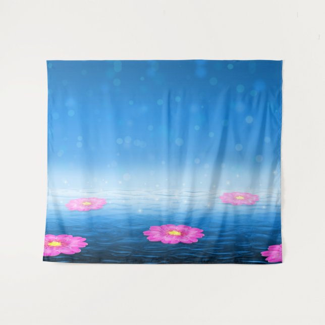Tapiz Ethereal Fantasy Lake with Floating Pink Lotus (Anverso (horizontal))