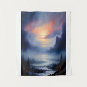 Tapiz Ethereal Sunrise Over Misty Mountains Landscape