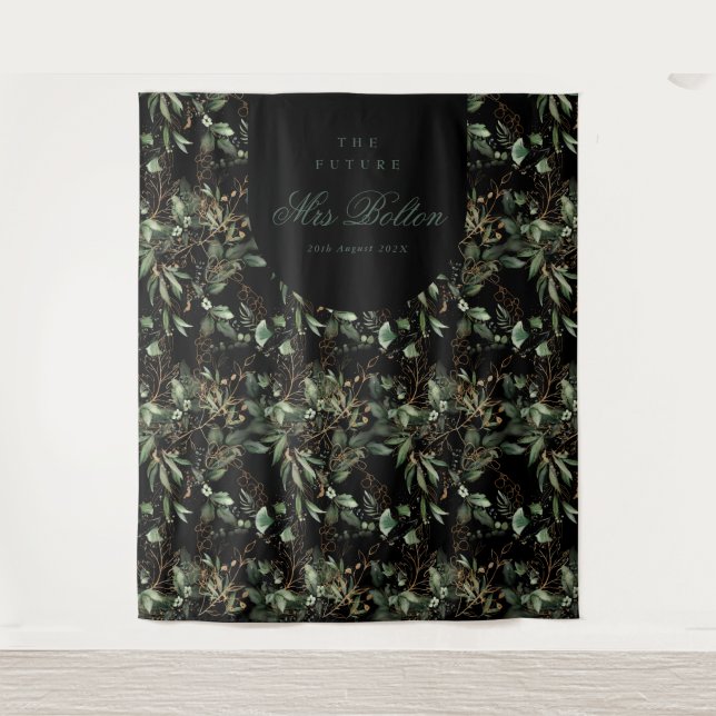 Tapiz Eucalyptus Boho Arch Black Bridal Shower Backups (Anverso)