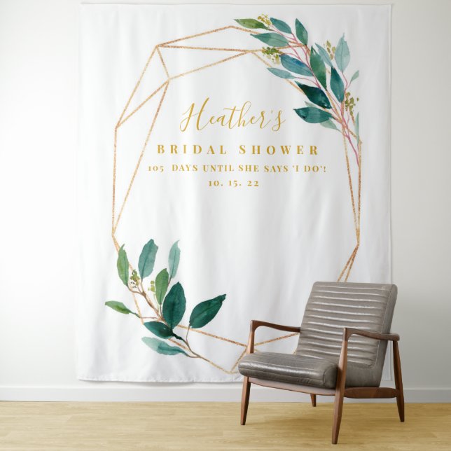 Tapiz Eucalyptus Bridal Shower Backdrop, Foto Prop. (In situ)
