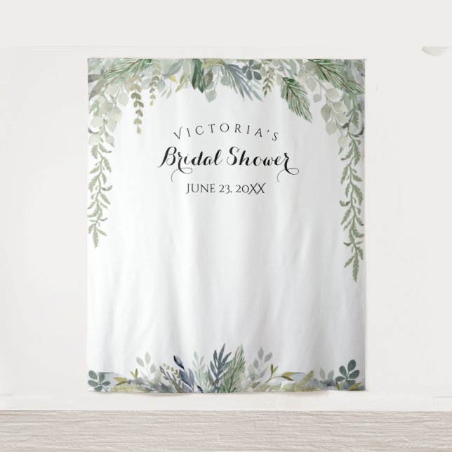 Tapiz Eucalyptus Bridal Shower Photo Booth Fondo (Anverso)