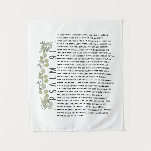 Tapiz Eucalyptus Greenery Scripture Art Psalm 91 (Anverso)