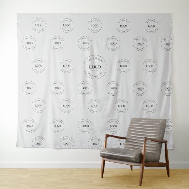 Tapiz Evento del logotipo Moderno Gray Step y Repeat Com (In situ (horizontal))
