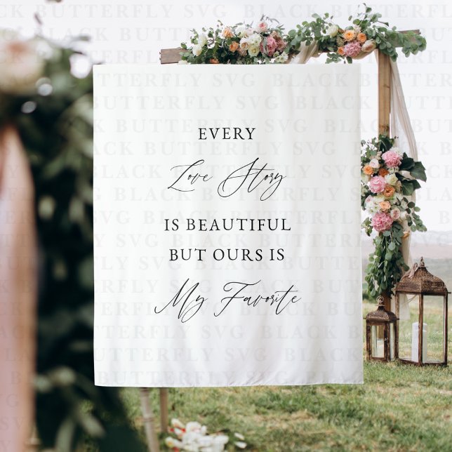 Tapiz Every Love Story Is Beautiful Wedding Backdrop  (Every love story Wedding Backdrop banner)