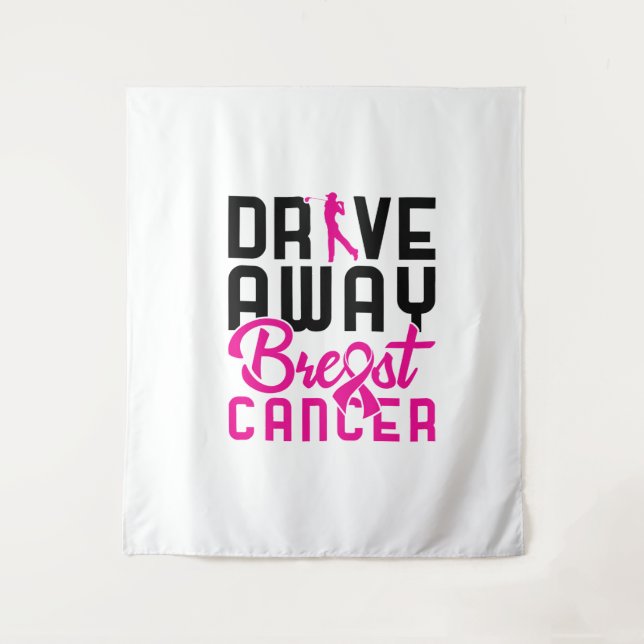 Tapiz Evite el cáncer de mama Golfing Golf Golfer (Anverso)