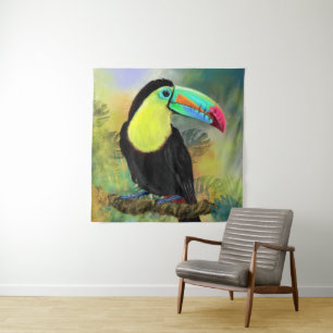 Tapiz Exótico Tropical Toco Tucán Pájaro Pintura