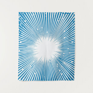 Tapiz Explosión de arte pop de estilo cómico - azul y bl