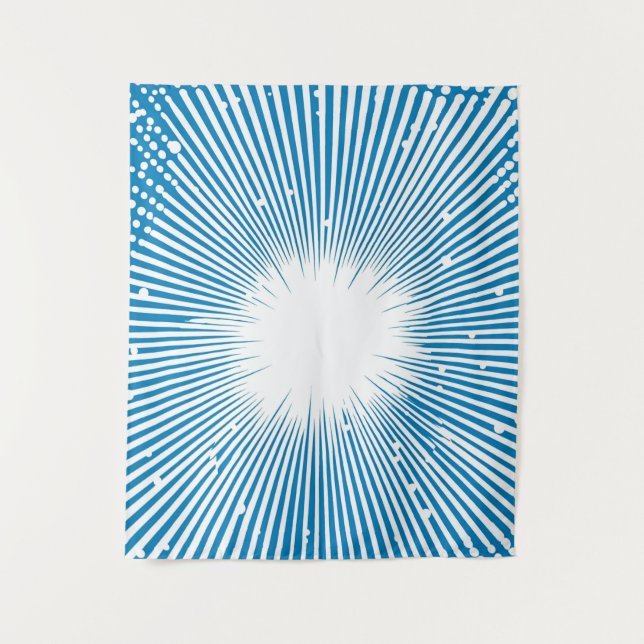 Tapiz Explosión de arte pop de estilo cómico - azul y bl (Anverso)
