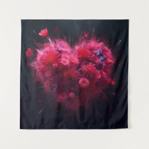 Tapiz Explosión de Corazón Rosa Vibrante