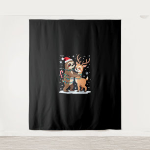 Tapiz Fa La La Llama Luces de Navidad Perezoso montando