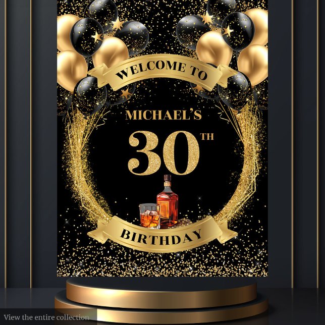 Tapiz Fabuloso cartel de cumpleaños 30 de hombre en Whis (Fabulous 30th Man Birthday Whiskey Birthday Banner Tapestry)
