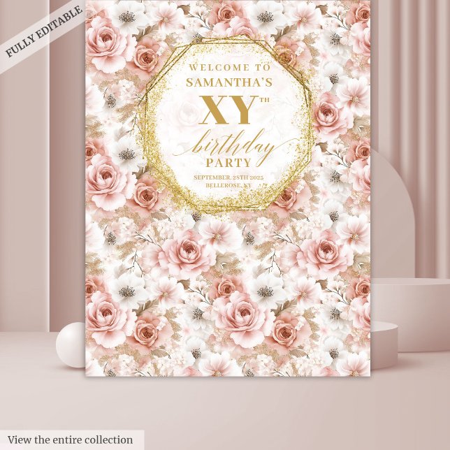 Tapiz Fabuloso cuerpo de fotos de oro de marfil rosado (Fabulous Dusty Pink Ivory Gold Photo Booth Tapestry)