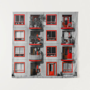 Tapiz Fachada Roja Zuidoost Balcony Building Photography