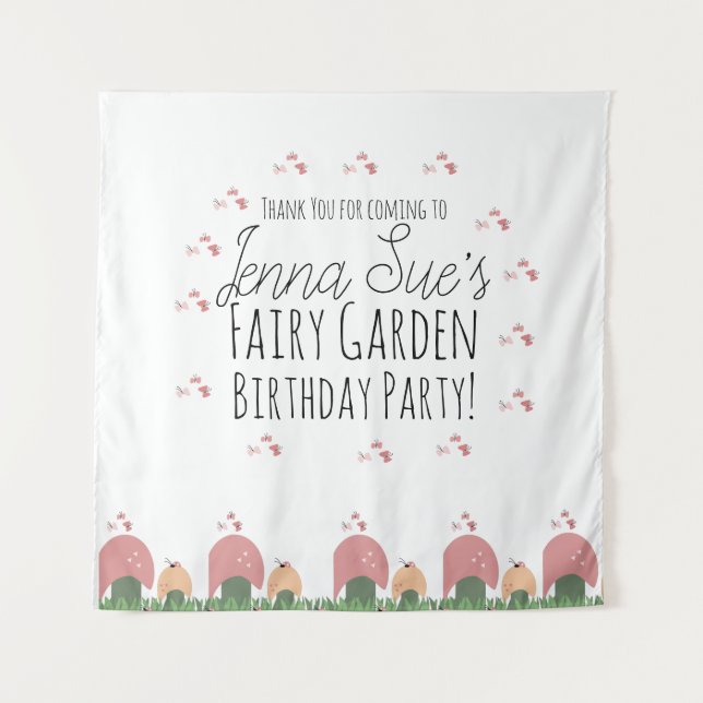 Tapiz Fairy Garden Mushrooms Ladybugs Butterflies (Anverso)